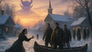 Los viajeros emergen de un banco de nieve al amanecer mientras los aldeanos los reciben con los brazos abiertos.
