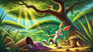 Hare se despertó bajo un gran árbol de acacia, dándose cuenta de que había llegado tarde en la carrera.
