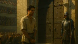 Darius duda en la puerta de la gran arena mientras miles de rostros lo observan con expectación.