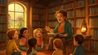 Un pequeño grupo de habitantes se reunió dentro de una modesta biblioteca para participar en un taller de lectura.