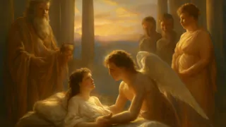 Cupido revive a Psique con un toque suave mientras los dioses se reúnen para su boda en el Olimpo.