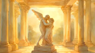 Cupido y Psique reunidos en un templo dorado
