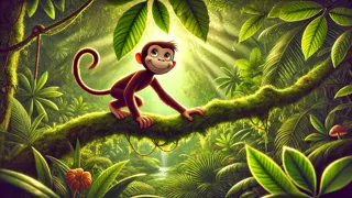 El curioso Jorge explora el exuberante dosel de la selva.