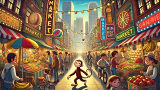 El curioso Jorge atravesando las ajetreadas calles de la ciudad