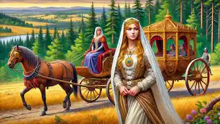 La princesa Gisela, vestida con ropa de criada, caminaba al lado de la carroza real.