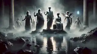 Los dioses griegos se reúnen junto al río Estigia para cumplir con la sagrada promesa de los juramentos.