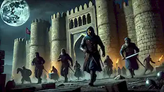 Salur Kazan et ses braves guerriers infiltrent la forteresse ennemie pour sauver le Bamsi Beyrek capturé.