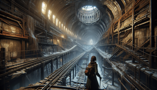 Elara exploring deep, uncharted underground tunnels in New York City.