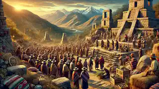 Los aldeanos andinos lloran junto a un altar de piedra, orando tras la caída de sus templos.