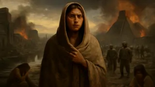 La Malinche se encuentra entre las ruinas de Tenochtitlán después de su caída.