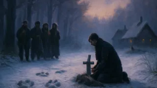Grandes huellas de lobo en el suelo nevado cerca del borde de un bosque en Quebec al amanecer.