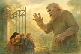 El gigante que impide a los niños entrar en su jardín descuidado.