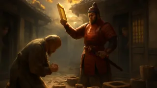 Imperial messenger delivers the Emperor’s edict to Kouan-Yu in ancient Beijing