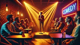 Una mujer valiente actuando en el escenario de un club de comedia.