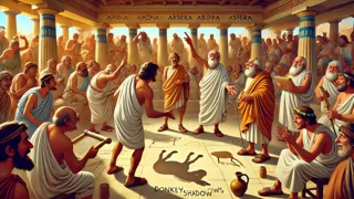 Comic scene of the Abdera council debating fiercely over a donkey's shadow