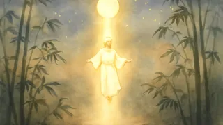 La Princesa Kaguya ascendiendo por un rayo de luna de regreso al cielo nocturno.