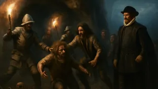 Los soldados del rey Jacobo asaltando la cueva y capturando al clan de Sawney Bean.