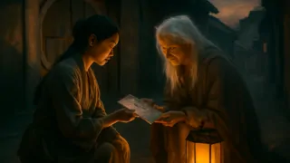 Ko-ai meets a mysterious old woman at dusk near the bellmaker’s gate in Beijing