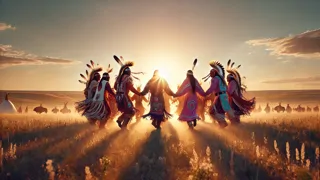 Reunión moderna de los Lakota en un baile circular bajo el cielo abierto