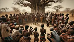 Los habitantes de Luba se reunieron bajo un inmenso árbol baobab, escuchando con preocupación mientras su jefe y los ancianos debatían sobre la creciente sequía.