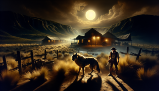 A young gaucho transformed under a full moon, caught mid-transformation in moonlit pampas.