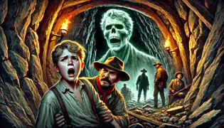 Los mineros sacan a Mateo del túnel colapsado, pero su reflejo espectral permanece dentro, sonriendo en las sombras.