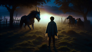 Mateo presenció al Chupacabra en un campo oscurecido al amanecer.