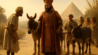 Nemtynakht, un severo funcionario egipcio, se apodera de los burros de Khunanup mientras los aldeanos observan.