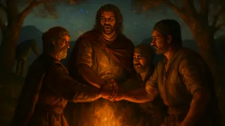 Prince Marko and companions swear an oath by firelight