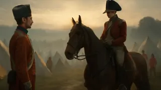 El capitán Edward Sinclair observa a su nuevo ordenanza prusiano, Friedrich Bauer, al amanecer en el campamento militar.