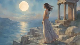 Psique de pie sola bajo la luz de la luna tras su exilio