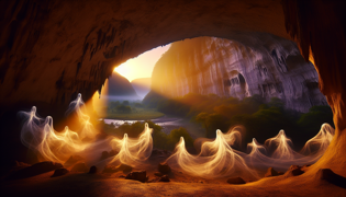 Espíritus vaporosos danzando dentro de la Cueva Ventana
