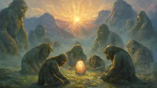 Trolls atrapados a la luz del sol convirtiéndose en piedra en una meseta alta de Jotunheimen.