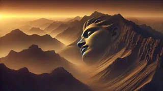 Atardecer sobre la montaña mientras la Montaña Dormida se forma desde la tierra.
