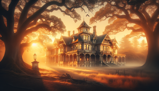Stourdevant Hall, bañado por la luz del amanecer, irradia una sensación de paz y tranquilidad.