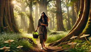 El joven Tupára camina descalzo por el bosque de Ybycuí, llevando consigo hierbas y flores.