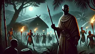 Bajo la oscuridad de la noche, Ikenga guía a guerreros extranjeros hacia la aldea de Ndiogoro, sin saber que Obinna se encuentra oculto, observando con horror.