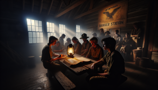 ## Un grupo de amigos leyendo un viejo diario en una estación de guardabosques en ruinas llena de artefactos históricos
Un grupo de amigos se reunió en una antigua estación de guardabosques que había visto mejores días. El lugar estaba desgastado, con ventanas polvorientas y paredes cubiertas de musgo, pero estaba lleno de historia. Mientras exploraban, encontraron un viejo diario escondido entre los objetos olvidados.
Con cautela, abrieron el diario y comenzaron a leer en voz alta. Las páginas estaban amarillentas, llenas de relatos sobre aventuras pasadas y las vidas de aquellos que alguna vez habían trabajado en la estación. Cada palabra parecía cobrar vida, transportando a los amigos a un tiempo donde la naturaleza era la reina y los guardabosques eran sus leales protectores.
Sus miradas se iluminaron al descubrir historias de encuentros con animales salvajes, noches estrelladas al lado de la fogata y secretos guardados en el bosque. Mientras pasaban las páginas, sentían una conexión profundizada no solo con el pasado, sino también entre ellos, reflejando sus propias amistades y aventuras.
La nostalgia y la emoción llenaron el aire, convirtiendo ese momento en uno inolvidable. Así, en medio de la ruina, el diario se convirtió en un puente entre generaciones, recordándoles la importancia de la naturaleza y la historia que siempre los rodea.