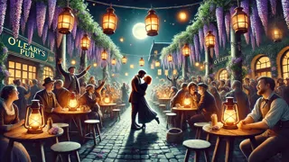Una reunión jubilosa en un jardín irlandés a la luz de la luna, mientras unos verdaderos amantes se abrazan y los espectadores aplauden.