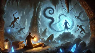 Humadapnon dans une grotte mystique, en train de secourir Labaw Donggon.