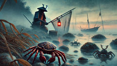 Die Geschichte der Heikegani (Heike-Krabben) Heikegani crabs found along the strait, their shells often described as bearing the faces of fallen Heike warriors.