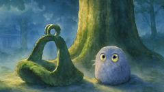 The Abumi-guchi, a furry spirit born from a fallen warrior’s stirrup, waits in the moonlit forest.