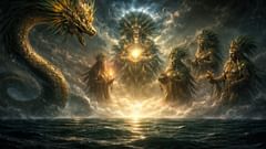 In the beginning, only the sea and the sky—and the gods who would speak the world into being.