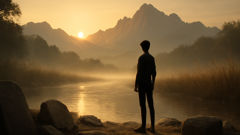 At dawn the grandson listens to the river's memory near Mount Taebaek, where the old and small stories begin.
