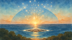 Vatea and Papa meet at the edge of the void, their union birthing gods and the first islands.