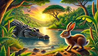 El astuto conejo y el cocodrilo