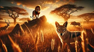El león y la chacal de la sabana
