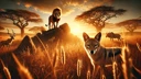 El león y la chacal de la sabana